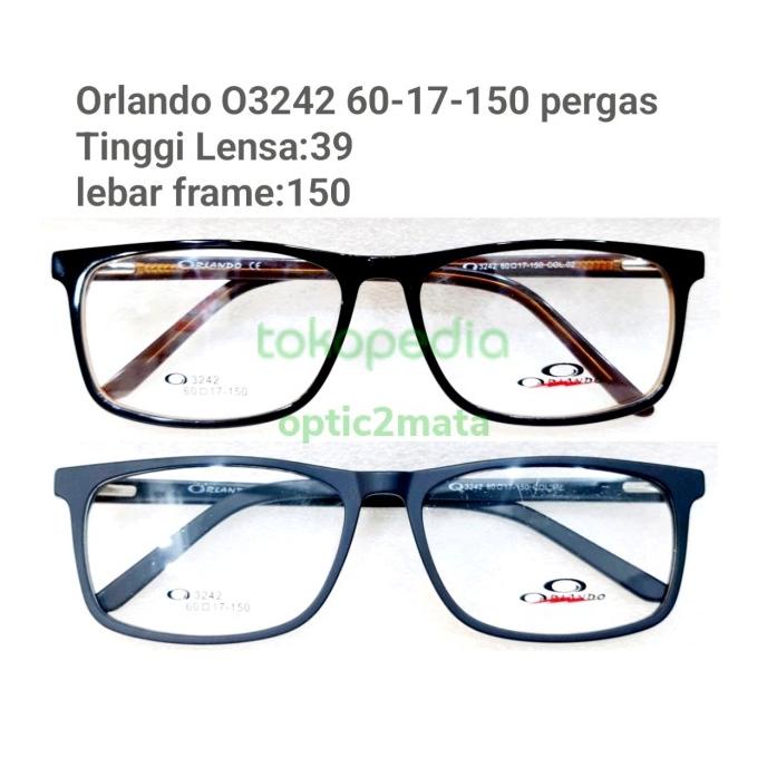 Terbaru Frame Kacamata Size Lebar Orlando O3242 60-17-150 Kaki Pergas