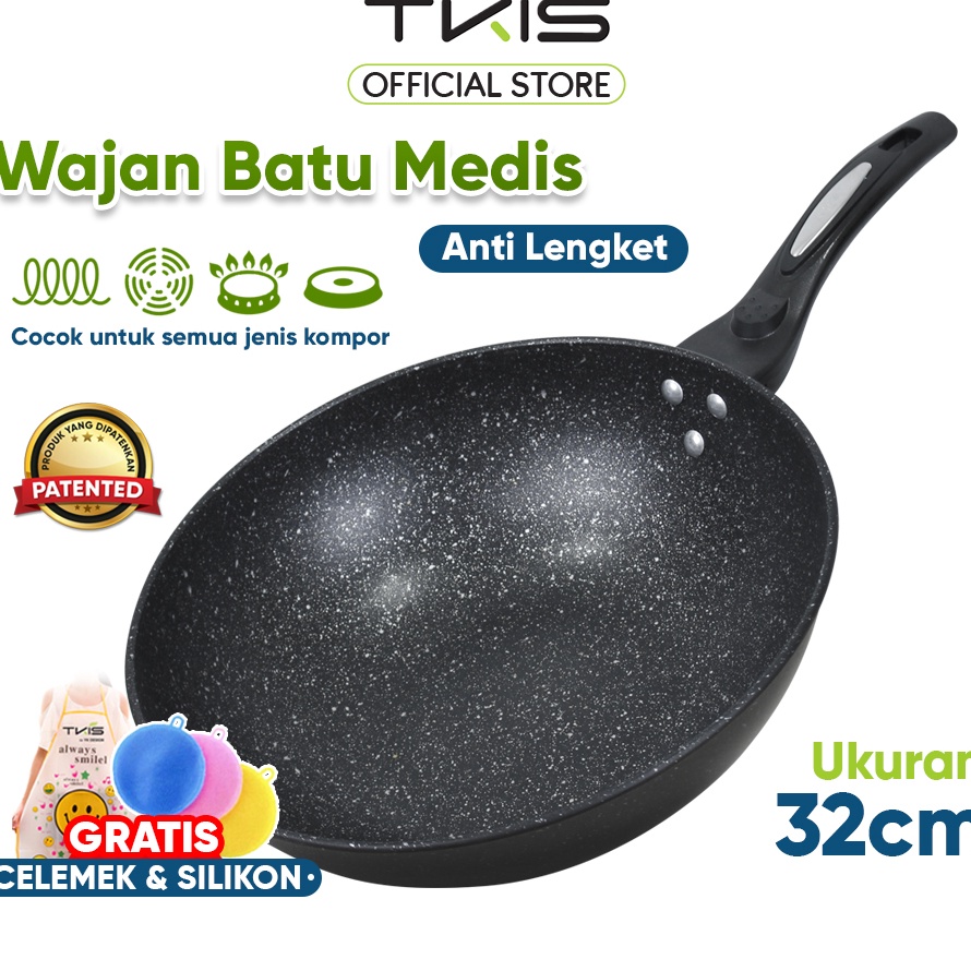 Kirim Langsung TKIS Panci Wok / Wok Pan Panci Penggorengan Anti Lengket 32 CM TK-822