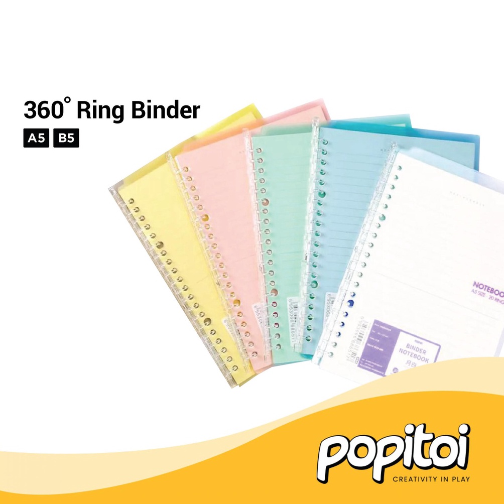 

Terbaru 3.3 360 Degrees Loose Leaf Ring Binder Notebook A5 B5 Lipat Derajat Degree Minimalis DIY Smart Ring