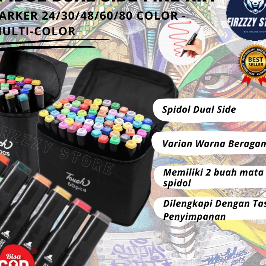 

ZNPR4608 [PROMO MURAH!!!] Spidol Dual Side Fine Art Marker isi 12/24/30/48/60/80 Smooth Ink Multi Color