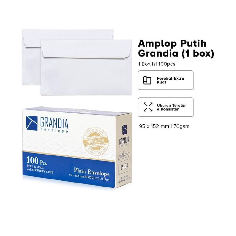 

8.8 Terlaris Amplop Putih Grandia 104 Polos ( 1ktk/100lbr )