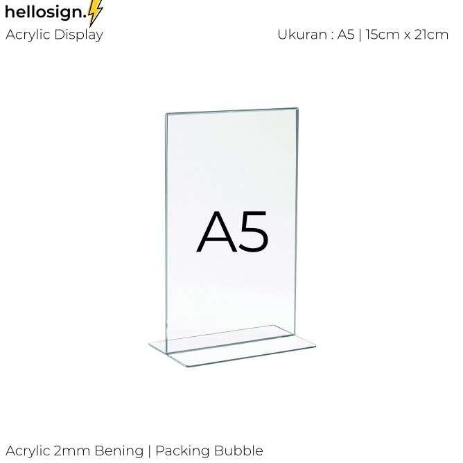 

GROSIR Akrilik Display A5 | Tempat Brosur A5 | Acrylic Tent Card Holder Type T