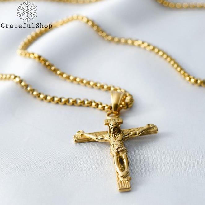 Grateful - Kalung Corpus Jesus Gold / Kalung Salib Yesus Corpus Gold