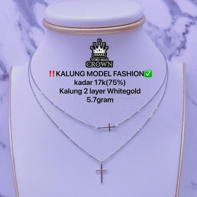 TokomascrownlokasariKalung Fashion 2 Layer Korea New Salib 5.9Gram