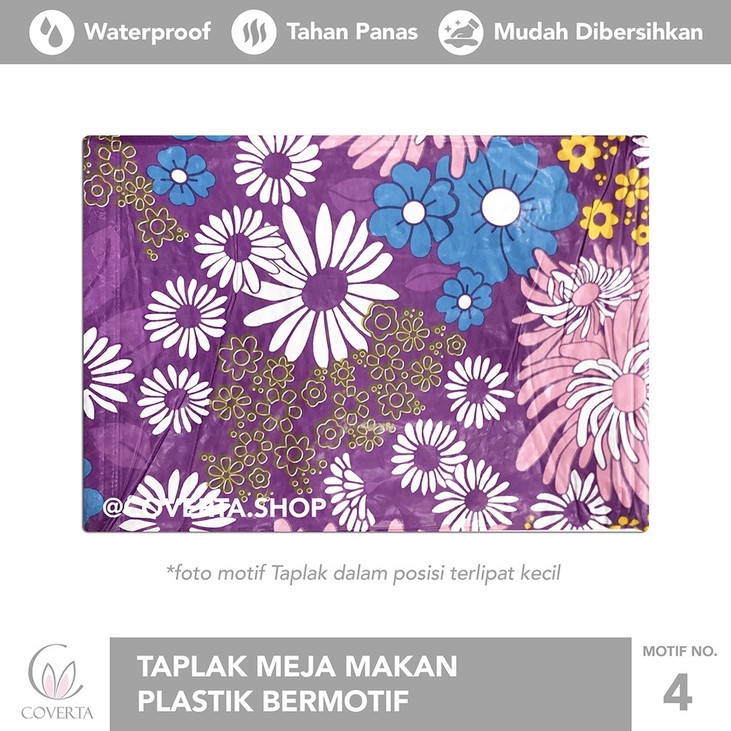 Taplak Meja Makan Plastik Anti Air Motif - Bentuk Kotak / Segi