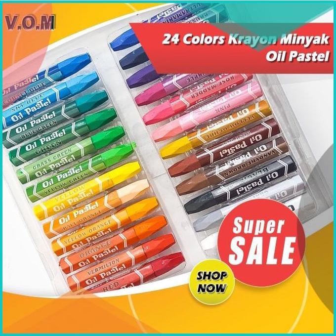 

24 Colors Krayon Minyak Oil Pastel Crayon School Oil Pastels 0862 20JVLZ3 sparepart