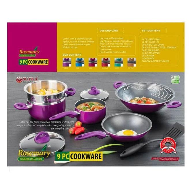Panci Supra 9 Pcs / Supra Rosemary Teflon Set