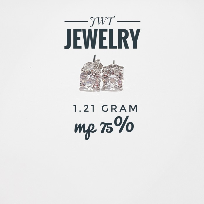 ✨Termurah Giwang Tusuk Emas Putih 75 Solitaire Model Berlian Terbatas