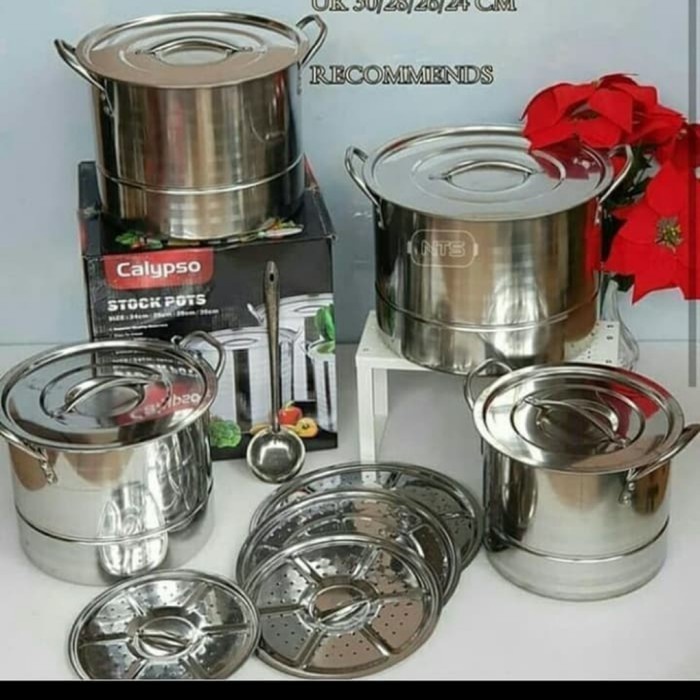 [Ori] Panci Set Calypso Stainless/Panci Kukus Steamer Calypso/Stockpot Berkualitas
