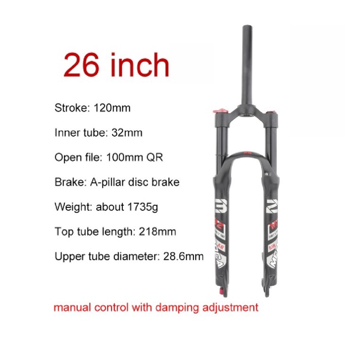 ✨Ori Meroca Fork Sepeda Air 26 Inch Travel 120Mm Fork Angin Disc Brake Quic Berkualitas