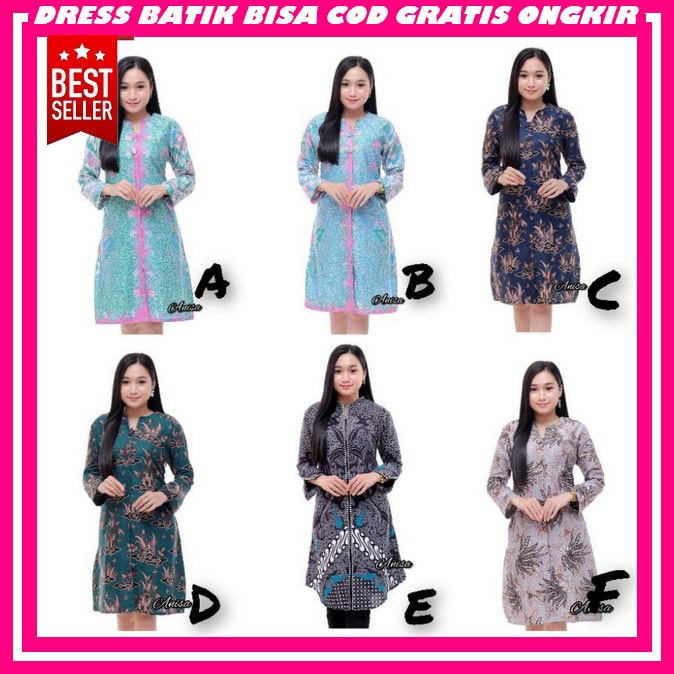 Baj Baju Batik Wanita Modern Kantor Elegan Bju Christmas Gaun Chrismast Dress Korean Style Import Pr