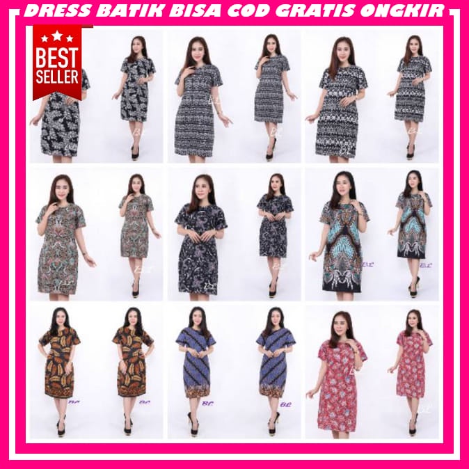 Gaun Baju Batik Wanita Modern Kantor Elegan Bju Christmas Chrismast Dress Korean Style Import Premiu