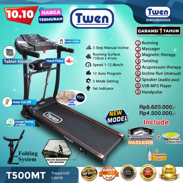 Treadmill Elektrik Twen T500Mt - Treadmill Terbaru