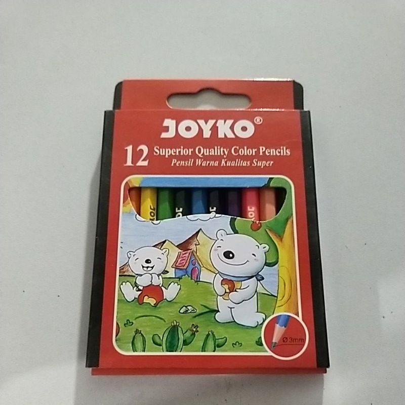 

pensil gambar / pensil warna 12 color joyko / colour pencil cp-s12 / cps12 / s-12 / s 12 mini / pendek