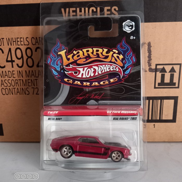 ✅New Hotwheels 69 Ford Mustang Merah Larry'S Garage Ban Karet Limited