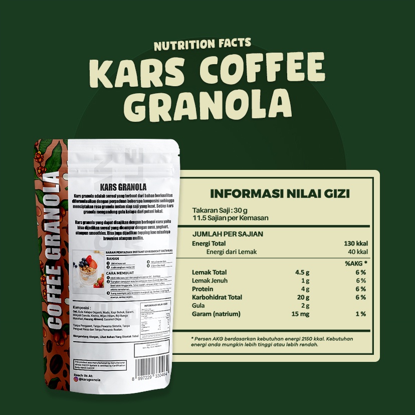 

Organic Center - Kars Granola Coffe 350gr - Makanan Diet - Cemilan Sehat