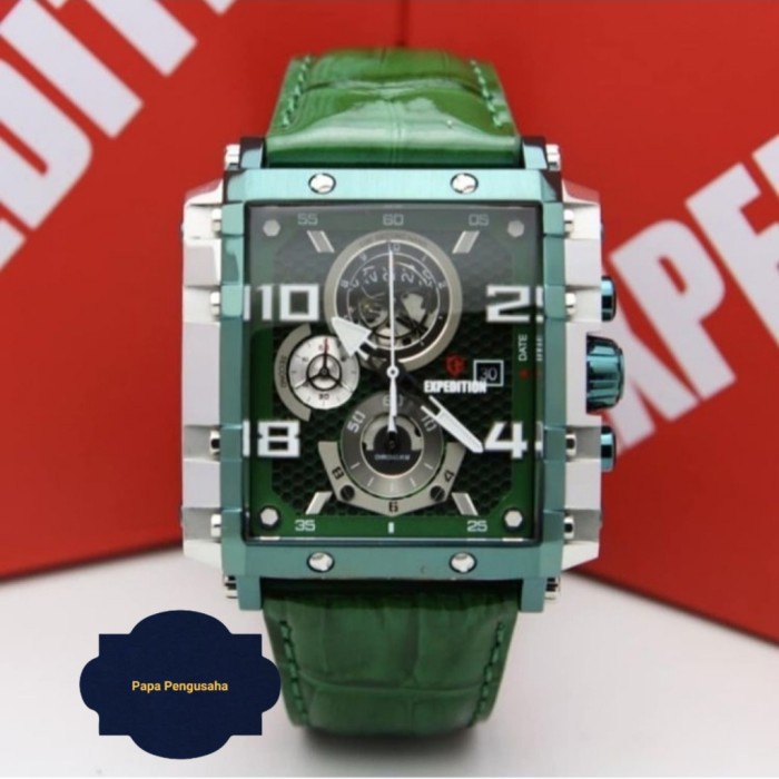 ✅Sale Jam Tangan Pria Original Expedition E6757 / E 6757 Silver Green Limited