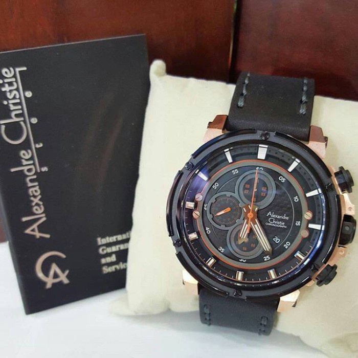 ✅Ready Jam Tangan Alexandre Christie Original Ac6375 Black Gold Limited