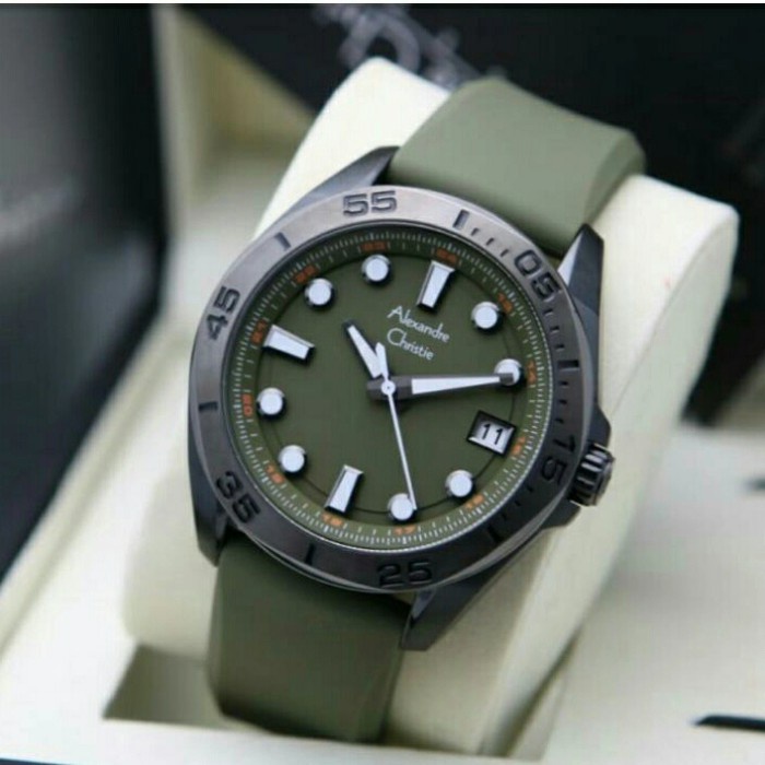 ✅Ori Jam Tangan Pria Alexandre Christie Ac 6580 Md Rubber Stainless Bisa Gojek