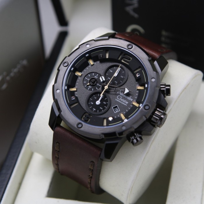 ✅Sale Jam Tangan Pria Alexandre Christie Ac 6410 Ac6410 Black Brown Klt Bisa Sameday