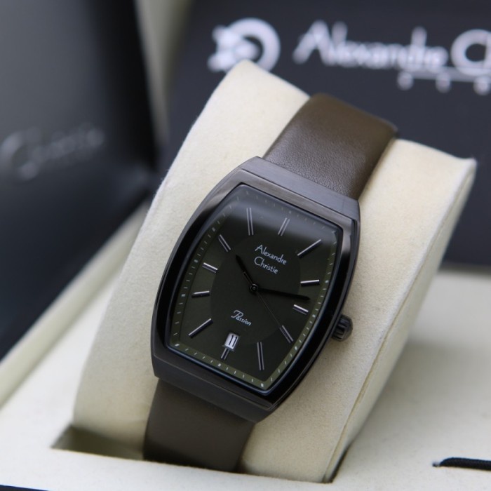 ✅New Alexandre Christie Ac 2909 Black Green Leather Jam Wanita Original Diskon