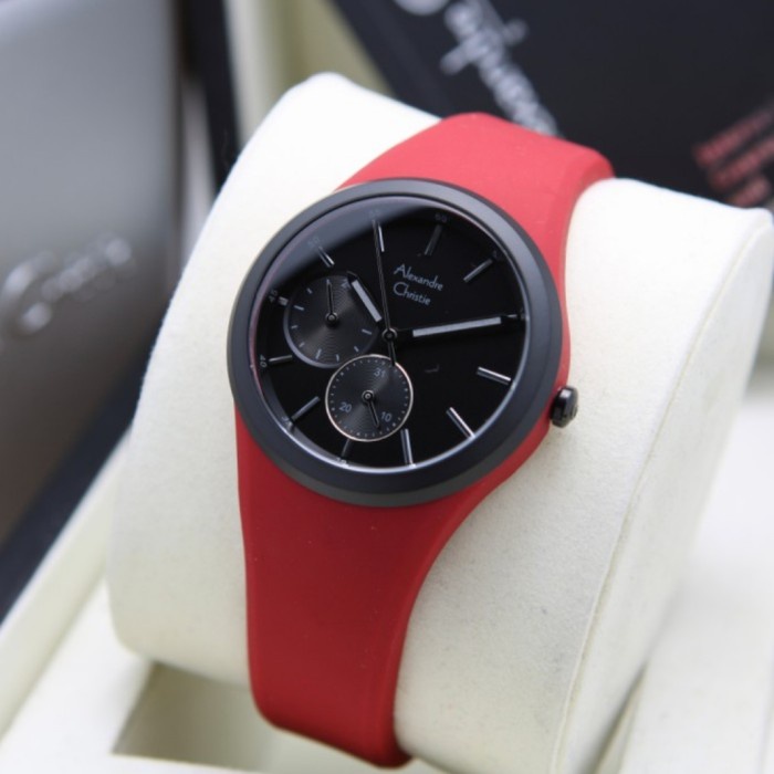 ✅New Jam Tangan Wanita Alexandre Christie Original Ac2663 Black Red Diskon