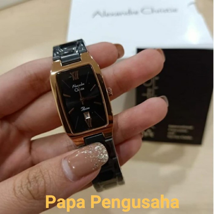 ✅New Jam Tangan Wanita Original Alexander Cristie Ac2455 Black Rosegold Diskon