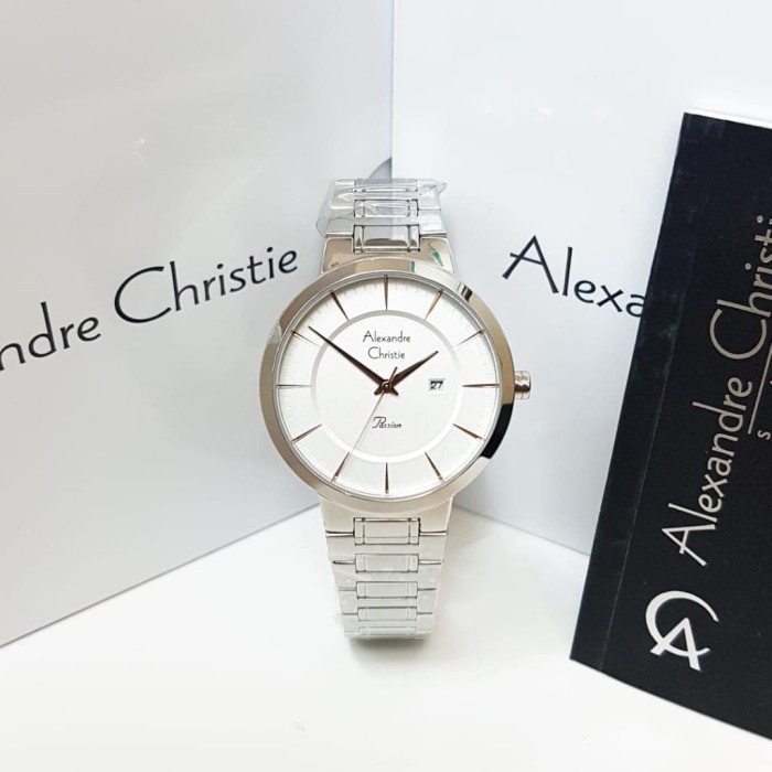 ✅Baru Jam Tangan Alexandre Christie Ac 2837 Original Rantai Silver White Diskon