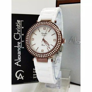 ✅New Ori Alexandre Christie Ac2323 Ac 2323 Jam Wanita Ceramic Putih Original Terbaru