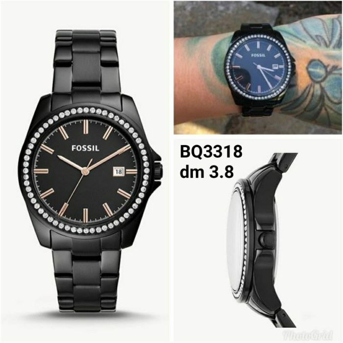 ✅New Ori Jam Tangan Wanita Fosil Bq3318 Black Berkualitas