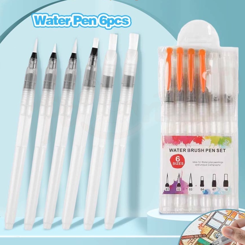 

[U87㊚] Poney Kuas cat air isi 6pcs Water brush pen Kuas lukis cat air lembut..!