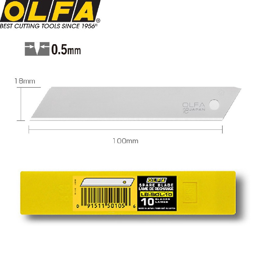 

[D62») OLFA Refill Pisau Cutter Polos 18mm LB-SOL-10 (10pcs/pack) Solid Blade..