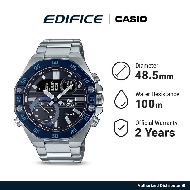 Casio Jam Tangan Pria Edifice Analog Digital ECB-10DB-1BDF Original