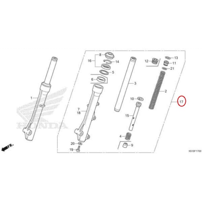 Fork Assy L FR (Shock Depan) 51500KZR600 ORIGINAL