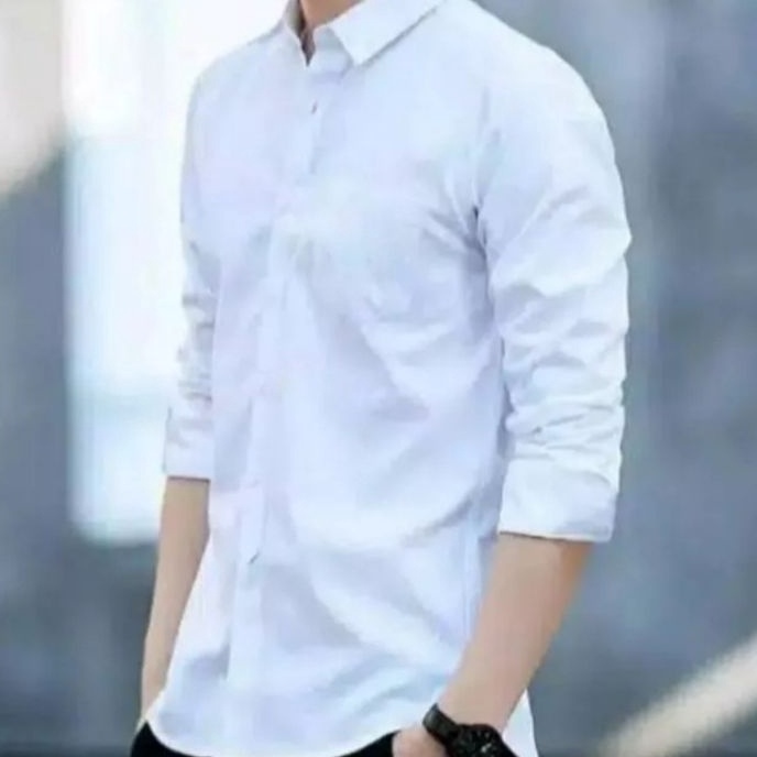 [R4L➤] PROMO (COD)  PUTIH KANCING PUTIH Kemeja Pria Lengan Panjang Sage Green Soft Green Hitam Abu-A