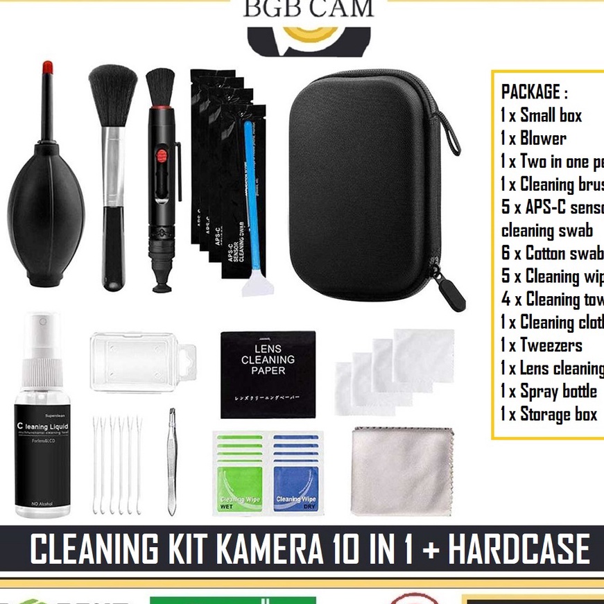 [X97-㊚> Cleaning Kit Kamera Lensa 10 in 1 + Case Penyimpanan Pembersih Camera➸..