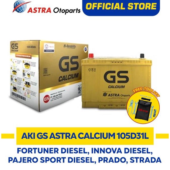 AKI GS ASTRA Calcium 105D31L Aki untuk mobil Fortuner, Pajero