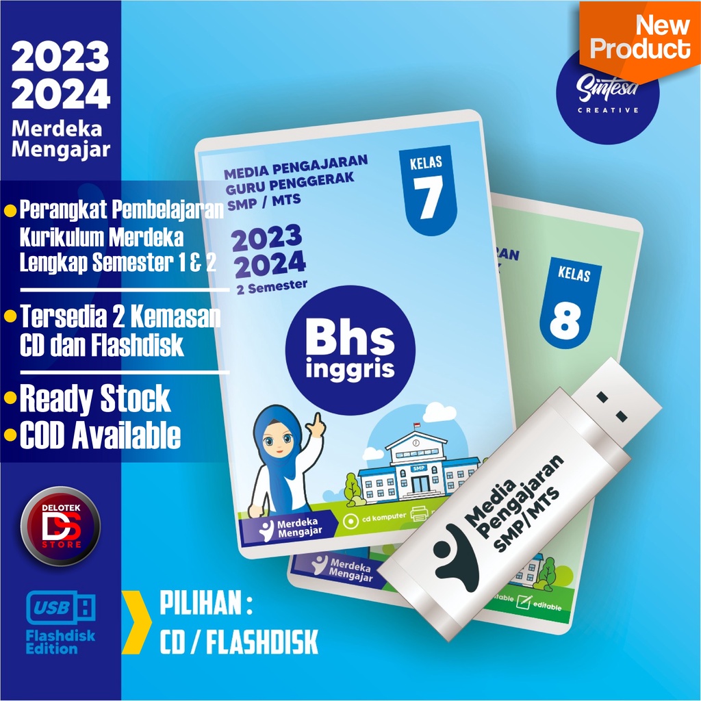 CD & FLASHDISK PERANGKAT PEMBELAJARAN RPP MODUL AJAR KURIKULUM MERDEKA MAPEL BAHASA INGGRIS KELAS 7,
