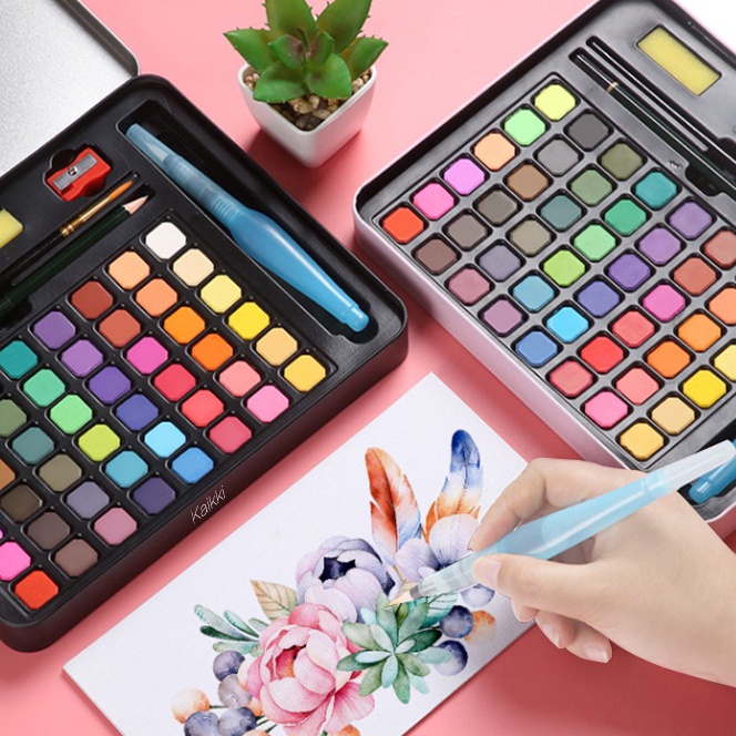 

(P17-✯> Kaikki cat air watercolor set - 36/48 warna water color alat cat air lukis set (termasuk kuas dan kertas gambar)㊖!