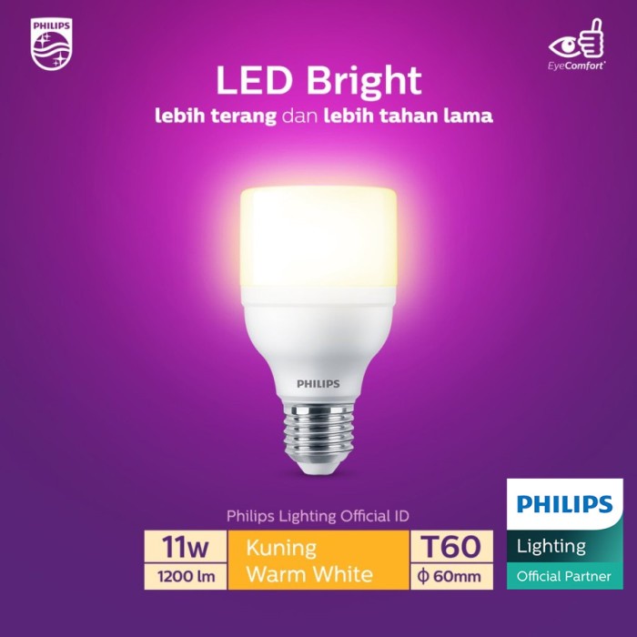 Philips Lampu LED Bright 11W E27 3000K Kuning