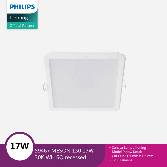 Philips Downlight Kotak 59467 MESON 150 17W 30K WH SQ Recessed Kuning
