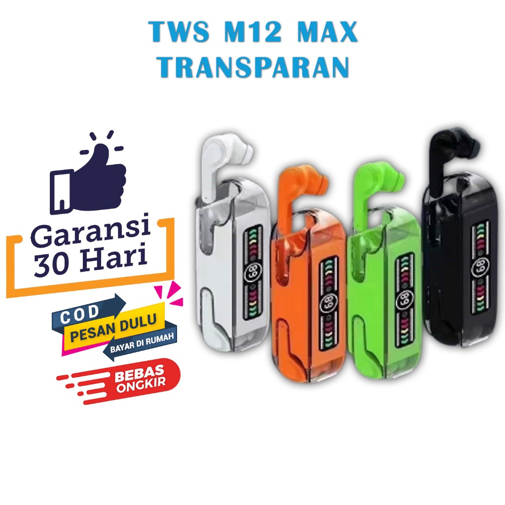 GROSIR TWS M12 Max Headset Bluetooth Transparan Low Latency Wireless TWS Earbuds