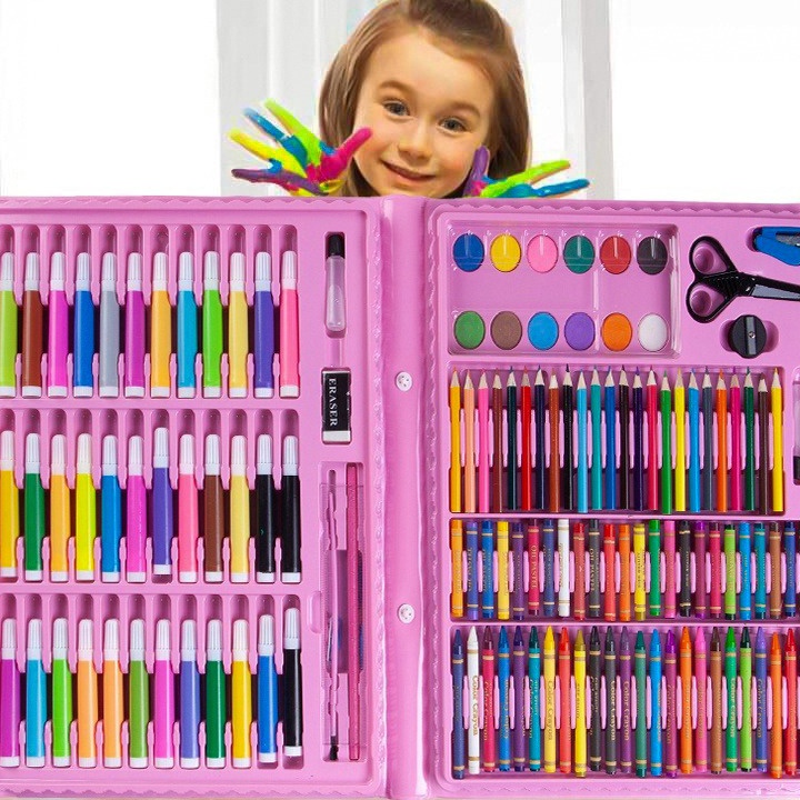 

Diskon Perlengkapan Menggambar Krayon Anak Set Koper 150 in 1 Crayon Full Alat Melukis Mewarnai Set KIDS LAND