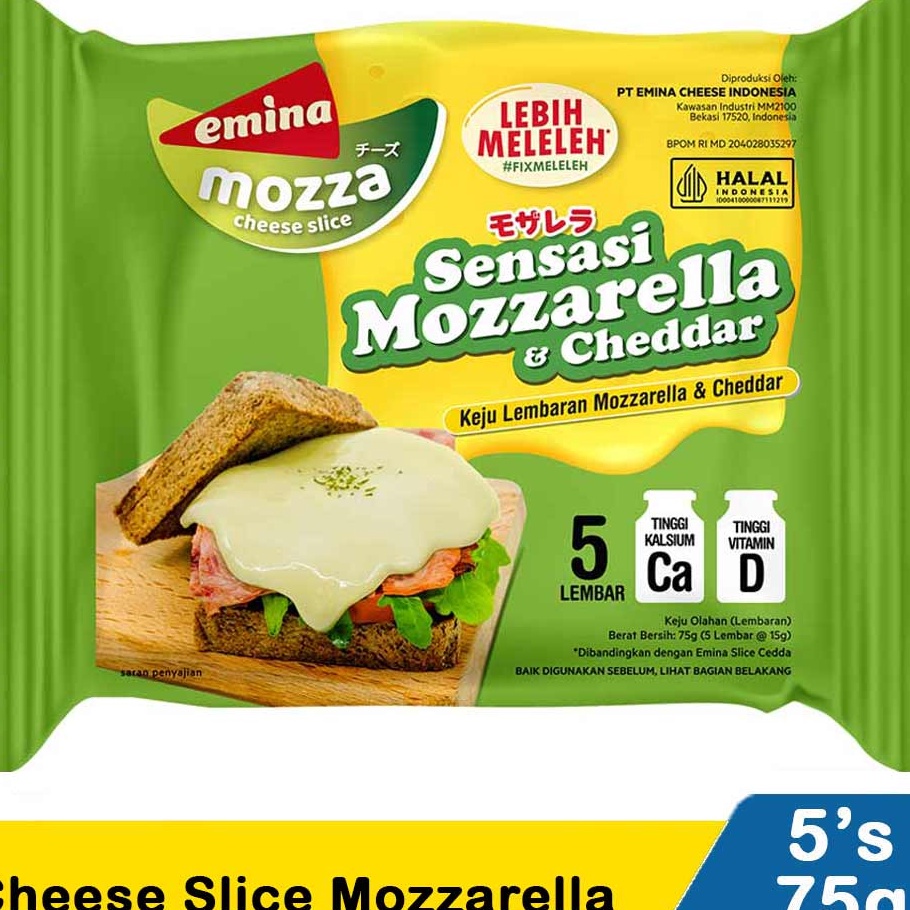 

Stok Banyak Keju Emina Mozzarela Slice Lembaran 75gr isi 5 pcs