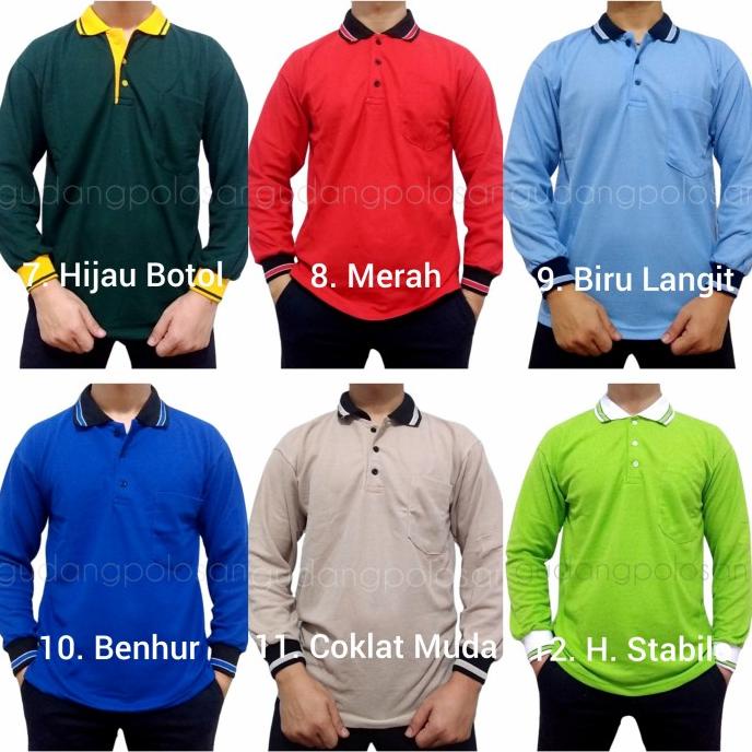 Gp Kaos Polo - Orange Kerah Hitam - Lengan Panjang