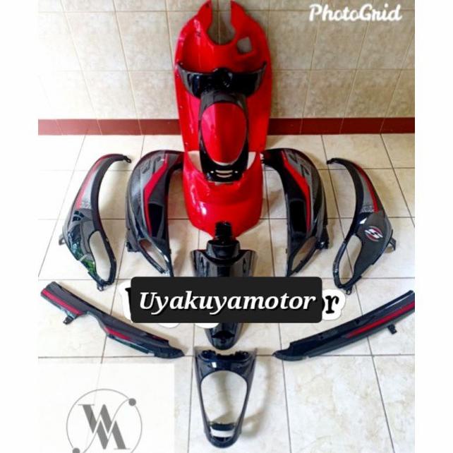 cover full fullset body bodi halus scoopy fi 2013-2016 merah hitam ori