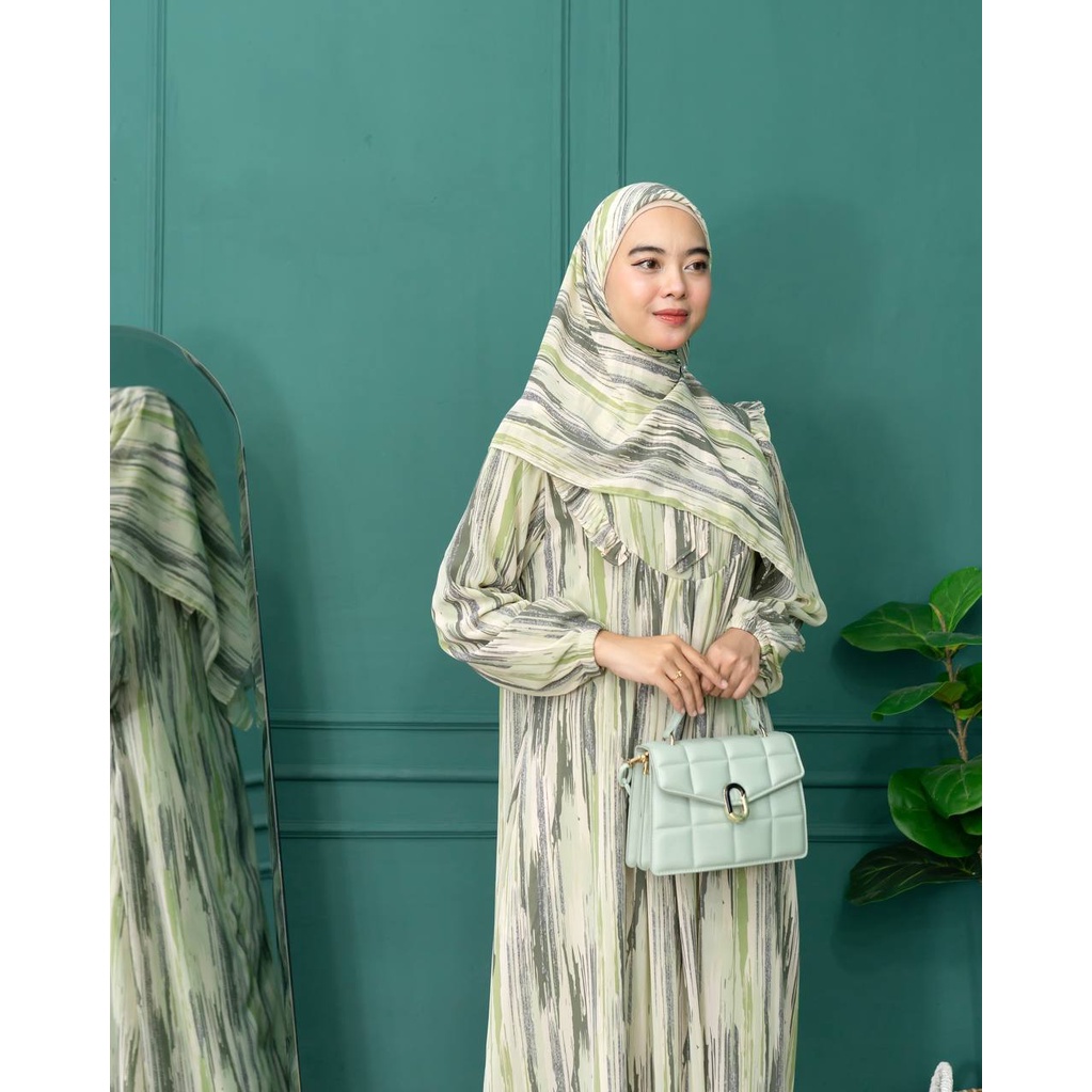 PB Prilly Busana -  HUDYA VOL.4 GAMIS SET 2in1 CERUTY MOTIF PREMIUM - SATU SET - DRESS - BAJU MUSLIM - MEWAH