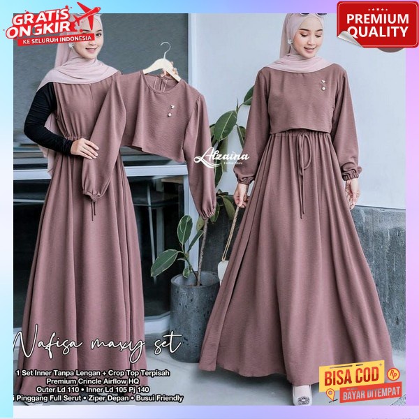 Set Gamis Dan Kerudung Gsmis Khimar Gamid Premium Kerudung Bahan Adem Syar'I Wamita Dress Elegan Pes