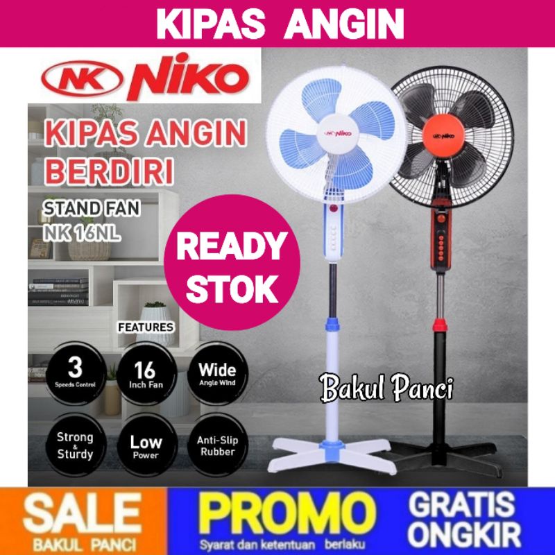 NIKO KIPAS ANGIN BERDIRI 16 INCH KAKI SILANG - STAND FAN NIKO NK 16 NL / NK16NL / NK 16NL / NK-16NL