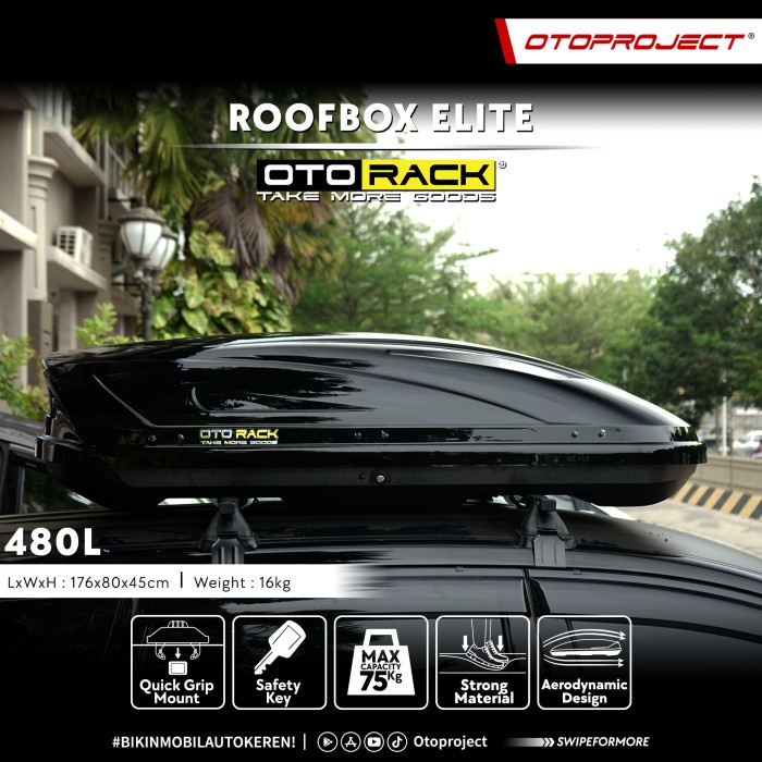 Roof box otorack Elite Glossy Black berkualitas